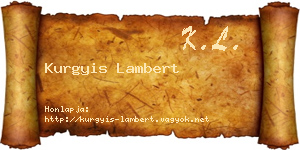 Kurgyis Lambert névjegykártya